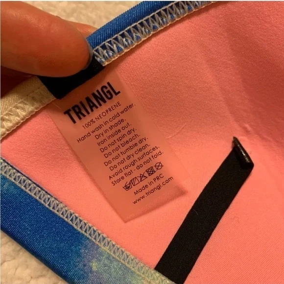 Triangl Bibi Luna Blue Cream Tie Dye Triangle Bikini Top Bright Swim - Picture 8 of 13